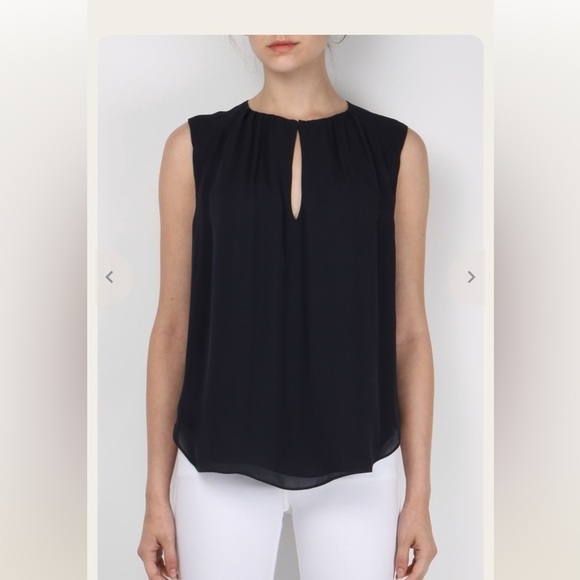 L’AGENCE  100% silk Abella Shirred Keyhole Blouse black xs - Picture 1 of 12